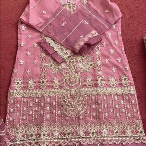 Elegant Pink Embroidered Dress 3 PCs gharara suit